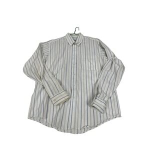 Vintage Manhattan Striped Button Down Shirt Mens 16.5 34-35 USA Blue White